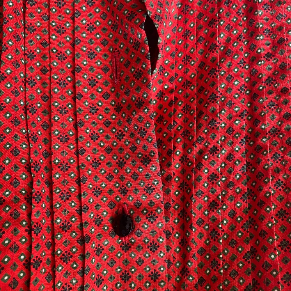 Vintage 1950's Mr. Mort Lord & Taylor Quilted Red Secretary Belted Midi Dress - Picture 10 of 12